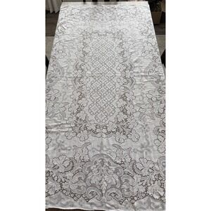 Vintage White Lace Floral Pattern Rectangle Tablecloth 116"x54"
